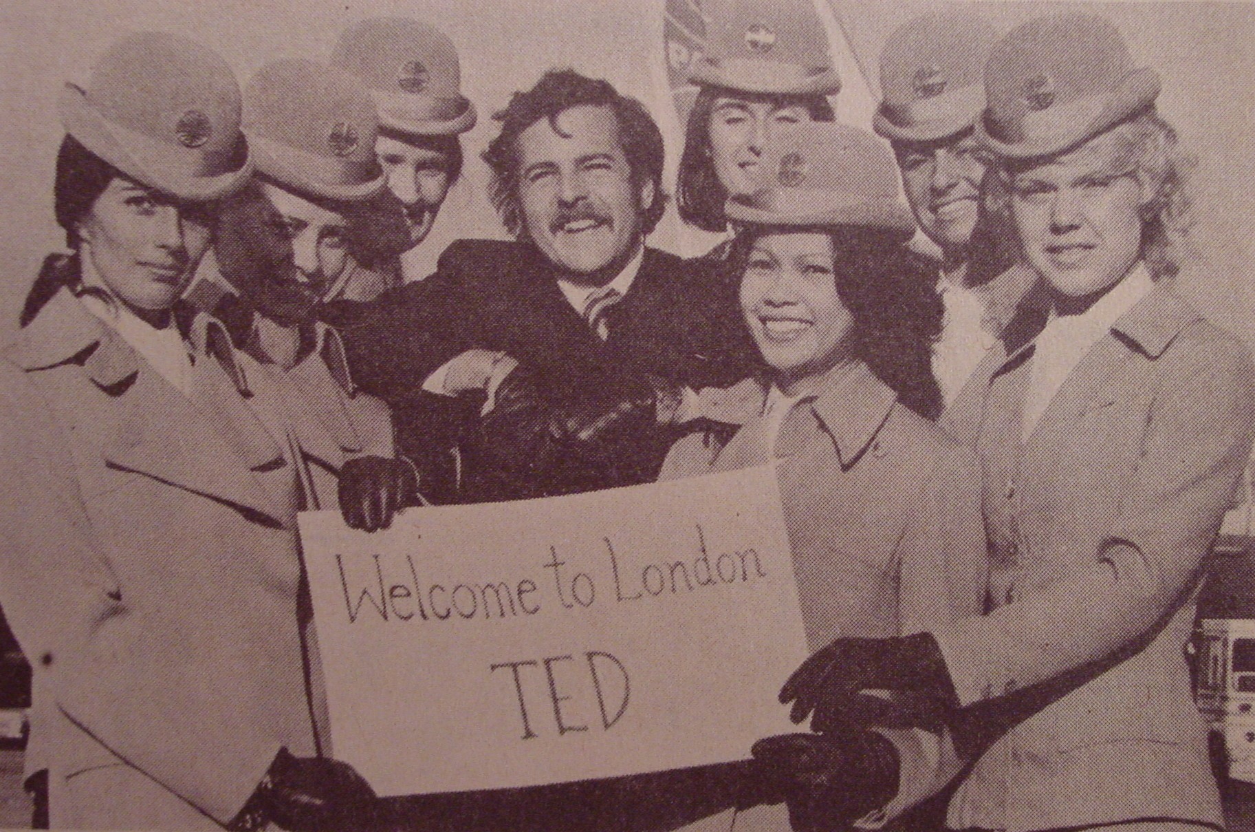 1972 When Ted Macauley became the first male flight attendant at the London base he was given a warm welcome by his female colleagues.
